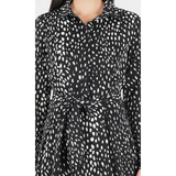 Black Animal Print Shirt Dress - Midi Dress