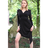 Black Cocktail Midi Dress with Long sleeves