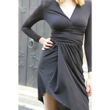 Black Cocktail Midi Dress with Long sleeves - Dresses