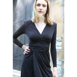 Black Cocktail Midi Dress with Long sleeves - Dresses