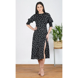 Black Polka Dot Midi dress - Midi Dress