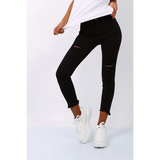 Black Ripped High Waist Skinny Jeans - Jeans