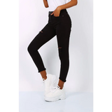 Black Ripped High Waist Skinny Jeans - Jeans