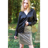 BLACK & SILVER SEQUIN MIDI SKIRT - Skirts