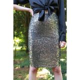 BLACK & SILVER SEQUIN MIDI SKIRT - Skirts