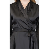 Black Wrap Style Dress with Long Sleeves - wrap dress