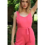 Fuchsia Pink Sleeveless Jumpsuit - jumpsuit