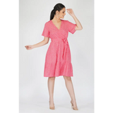 Pink Polka Wrap Style Dress - Dresses