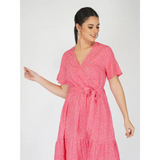 Pink Polka Wrap Style Dress - Dresses