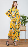 Yellow Flower Print Maxi Dress