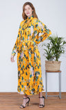 Yellow Flower Print Maxi Dress