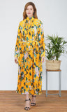 Yellow Flower Print Maxi Dress