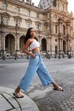 Wide Leg Denim Trousers